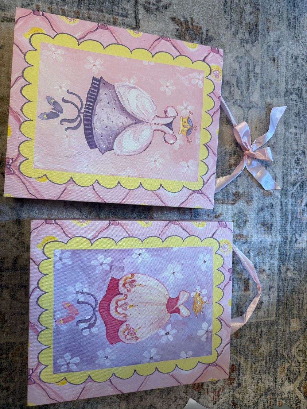 Pink Princess Gift Bags with Ribbon Handles - Set of 2
